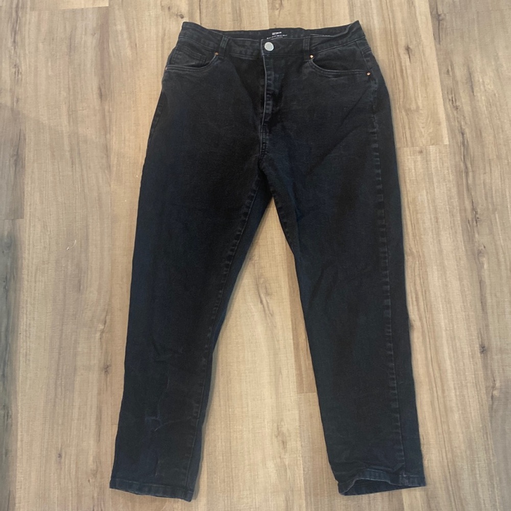 Cotton On - Black Denim Stretch Mom Jeans (Size 12)